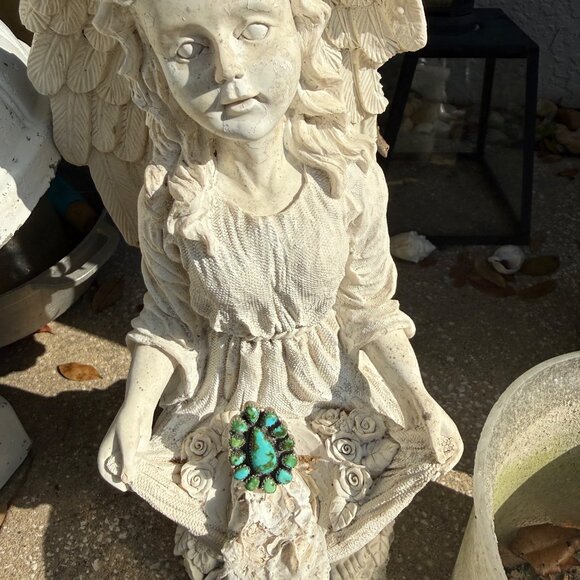 Artisan Sonoran Mountain Turquoise Sterling Silver Cluster Statement Ring Adjust - Picture 4 of 12